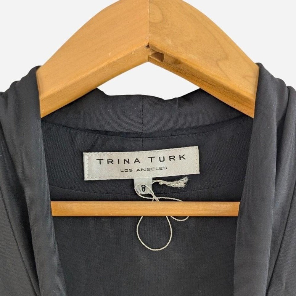 Trina Turk Black Ruched Cocktail Dress 8 - Picture 6 of 7